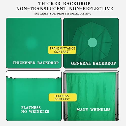 Miniatura 3 de Telón de fondo de pantalla verde Chromakey portátil de 7.87 pies x 13.12 pies con soporte, sistema de soporte de fondo para fotografía de estudio