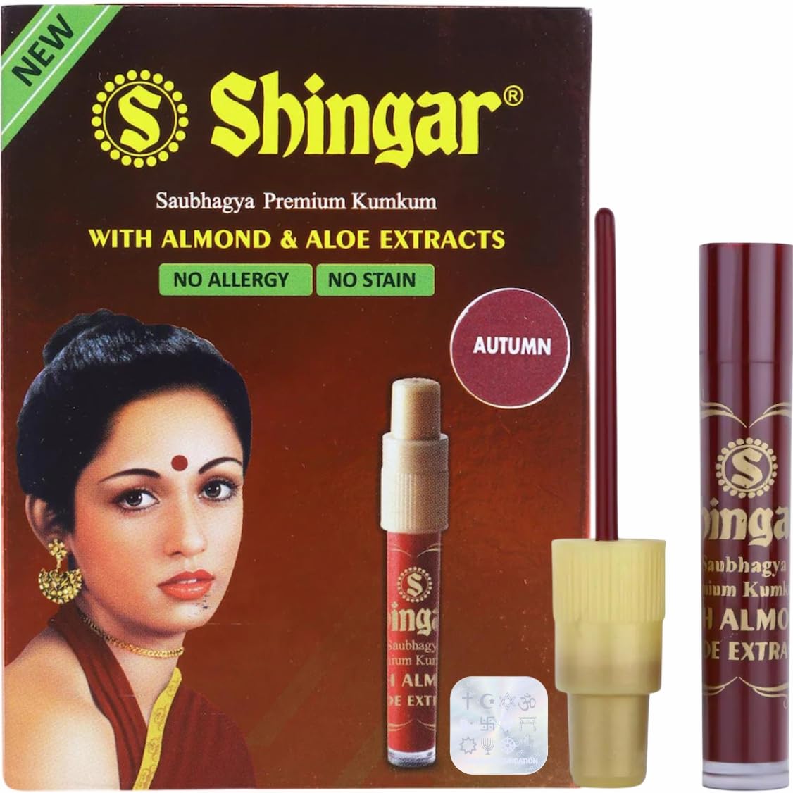 Shingar Saubhagya Premium Kumkum Autumn color | With Fine Tip Applicator Shingar Liquid Kumkum Autumn Non Allergic & Non Staining With Almond and aloe vera Shingar liquid kumkum bindi Pack of 5-image-47