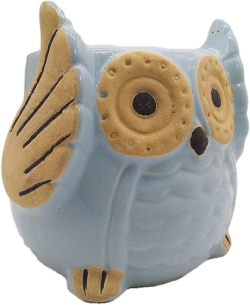 India Meets India Ceramic Planter, Owl Shaped [Multi-Color - 3.5 inch] - Ceramic Flower Pot/Indoor/Outdoor Pot, Set of 4 - by Awarded Indian Artisan