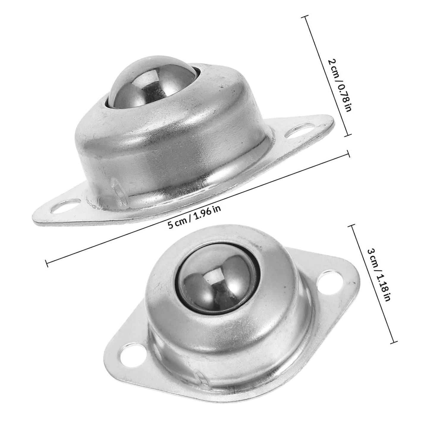 Ball Transfer Bearings Carbon Steel 8pcs for Furniture and Shelves Ballshaped Rollers with High Flexibility and Heavy Load Support, Universal Flange Mounted Casters for Easy