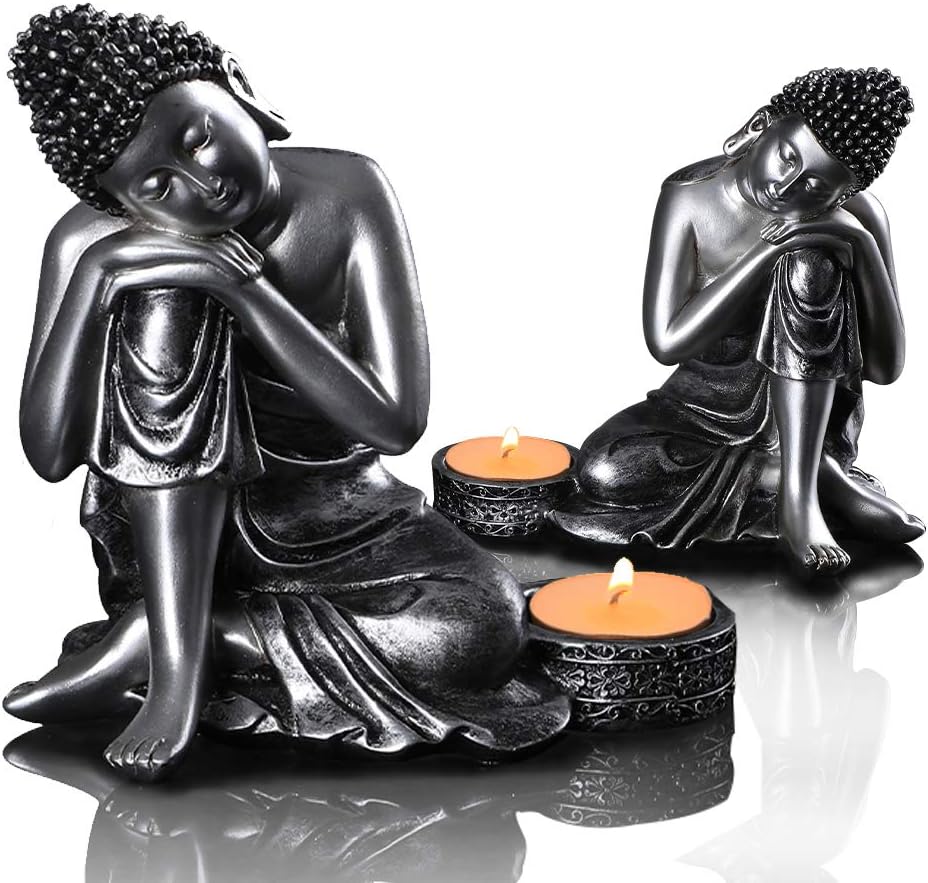 Buddha Head Statue Candle Holder,2 Pack Candle Stand/Holder