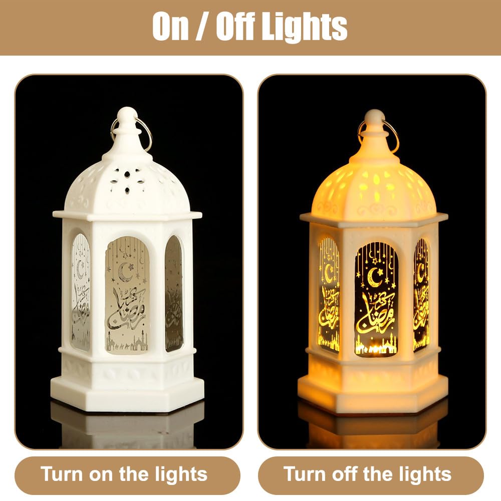 Anlising 2 Lanterne Decorative Ramadan – LED A Batteria, Luna E Stelle, 7x13 Cm, Colore Nero - 4