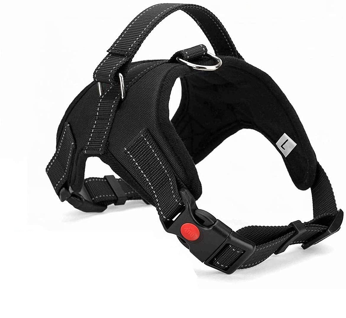 Cats Dog Harness No Pull With Handle, Reflective Adjustable Vest Harness For Puppy Dog & Cats (Large) - Black