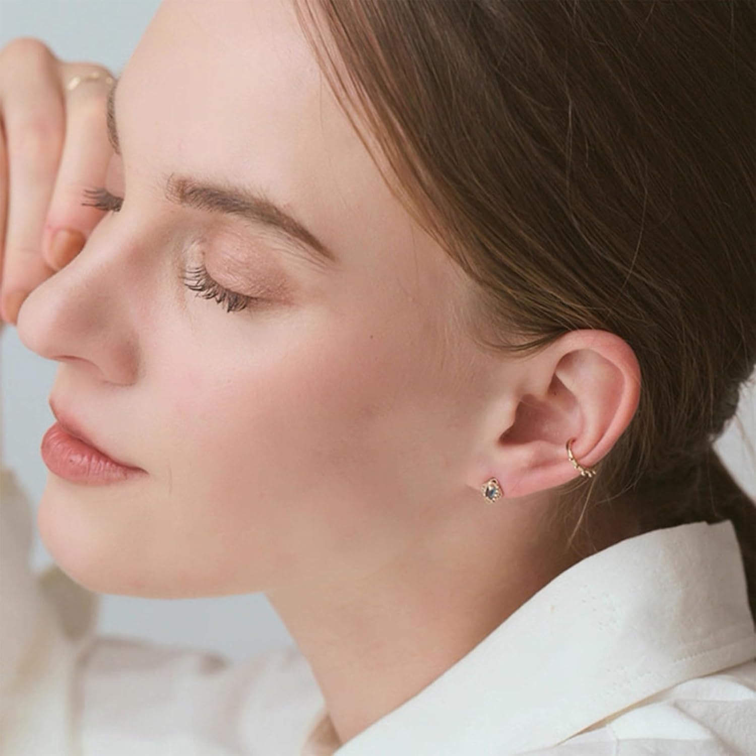 Blue Topaz Stud Earrings for Women, 925 Sterling Silver with 14K Gold Plating, Retro Lace Diamond-Shaped Design, Small & Elegant Jewelry Gift - Image 5