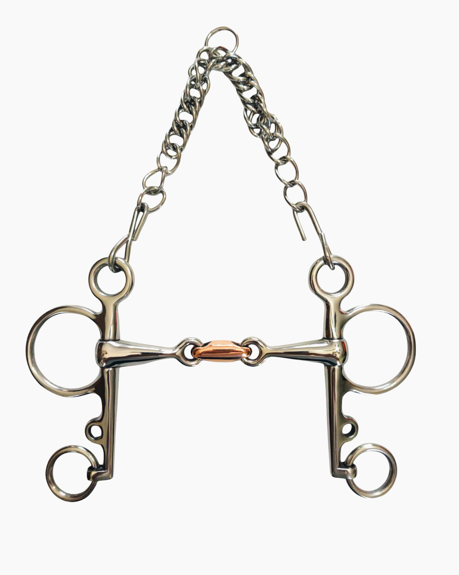 Pelham-Bit aus Edelstahl mit Kupfer-Rutschenmitte, 125 mm Öffnung