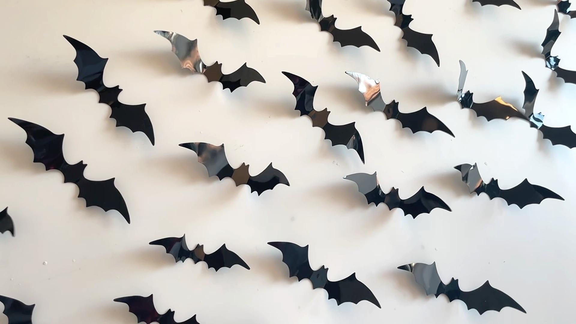 DZBJIPT 120 Piezas De Murciélagos Para Decoración De Halloween, Calcomanías De Pared 3D De Murciélagos De Halloween, 4 Tamaños De Murciélagos Para Decoración De Pared, Murciélagos Colgantes Para