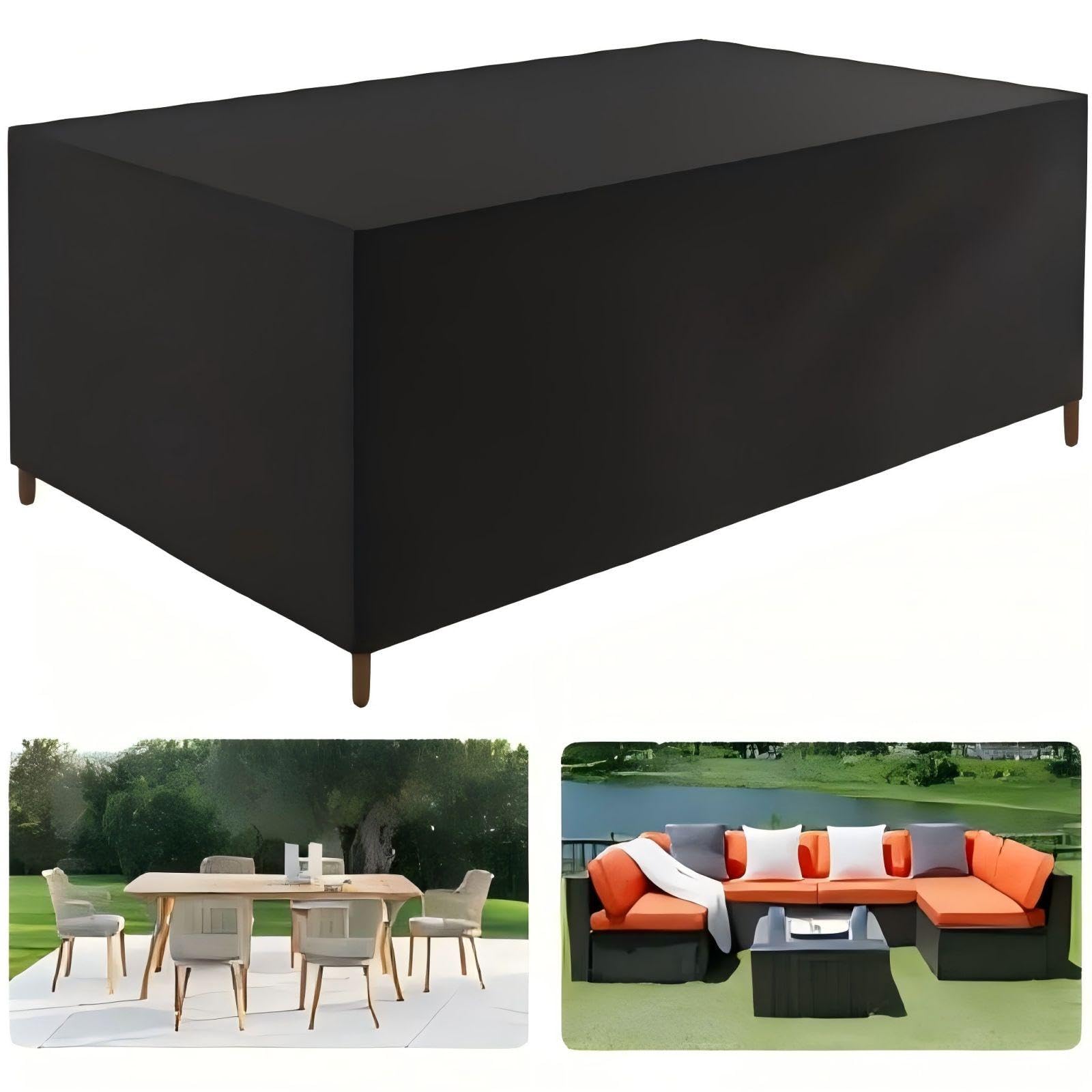 ZDLLDZ Garden Furniture Covers Waterproof 250x200x80cm Heavy Duty 420D Oxford Fabric Rectangular/Square Outdoor Furniture Covers, Windproof, Anti-UV Patio Furniture Covers