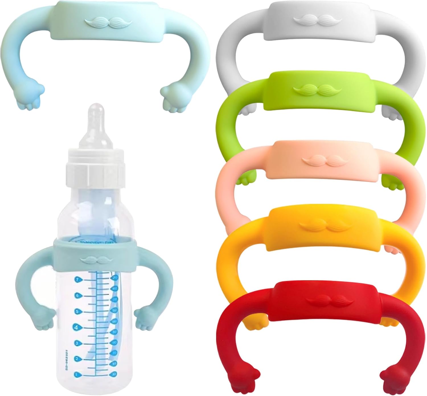 Baby Bottle Handles 6Pcs Soft Silicone Bottle Handles Safe Baby Bottle Holder Easy Carry Bottle Holder for Baby Self Feeding Bottle Holder Suitable for Baby Bottles Larger Than, Baby Bottle Handles