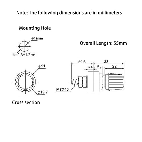 Miniatura 2 de LC LICTOP Conector de poste de conexión de batería remota prémium de 5/16 pulgadas, poste de terminal de batería rojo y negro de 0.315 pulgadas, 2
