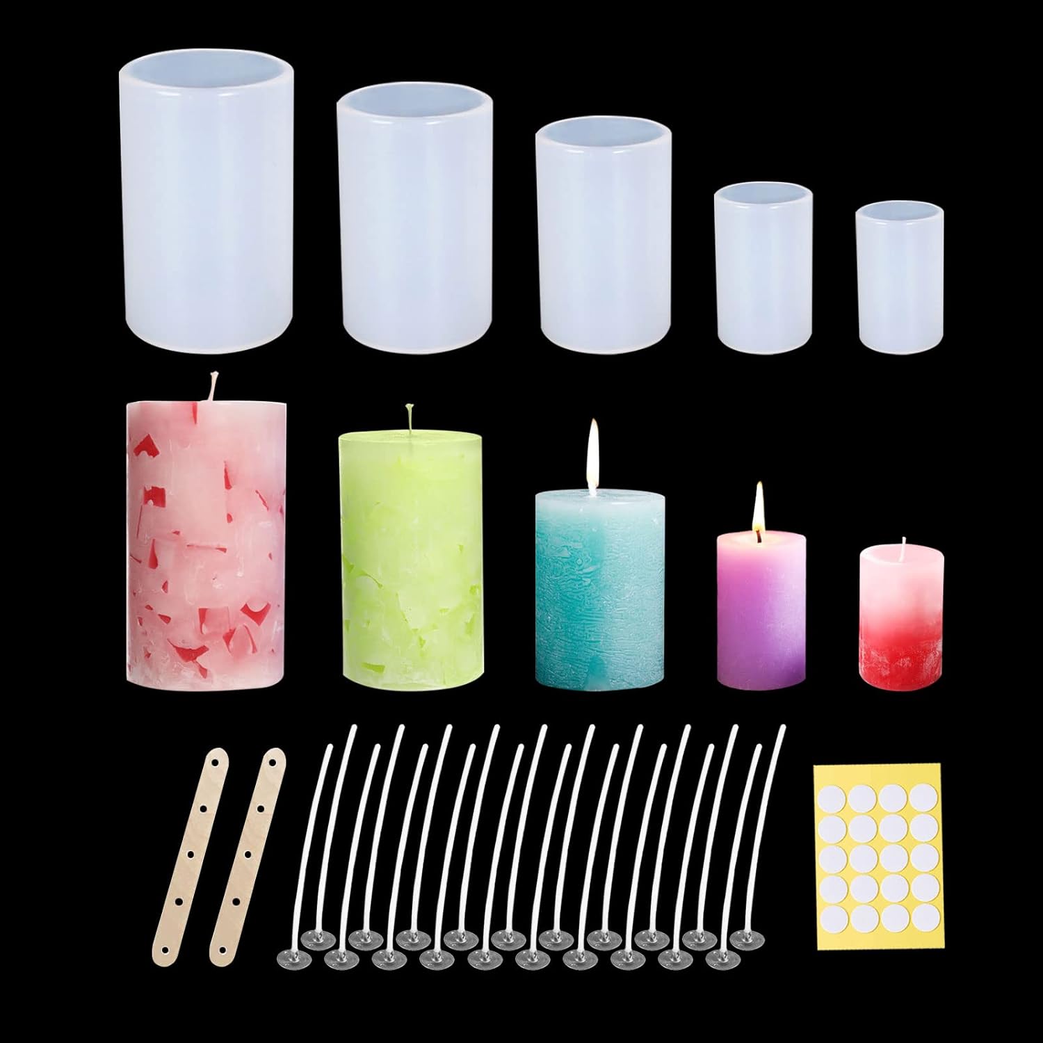 Hexagon Pillar Candle Silicone Molds,Cylinder Resin Moulds for Making