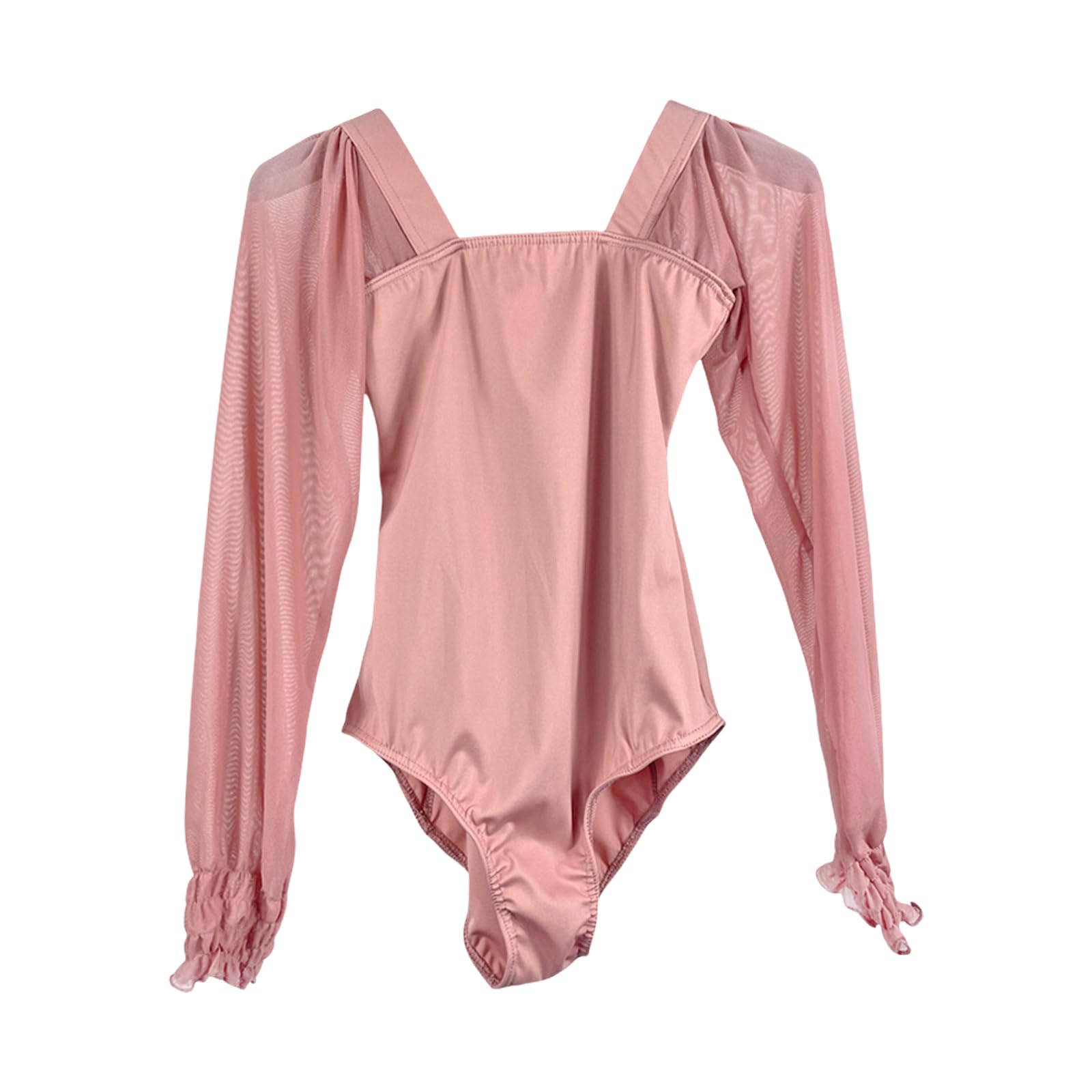 Leotardo de malla transparente de manga larga para Ballet, danza, Mallas de gimnasia, trajes de Ballet, ropa para mujer, Leotardos de gimnasia