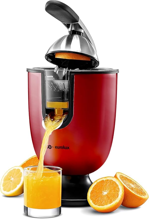 Eurolux Premium Electric Orange Juicer | Stainless Steel Citrus Squeezer With New Ultra-Powerful Motor and Soft Grip Handle for Effortless Juicing, Auto Shutoff, Dishwasher-safe Parts, Pulp Control by Eurolux - Used condition - US$59.70