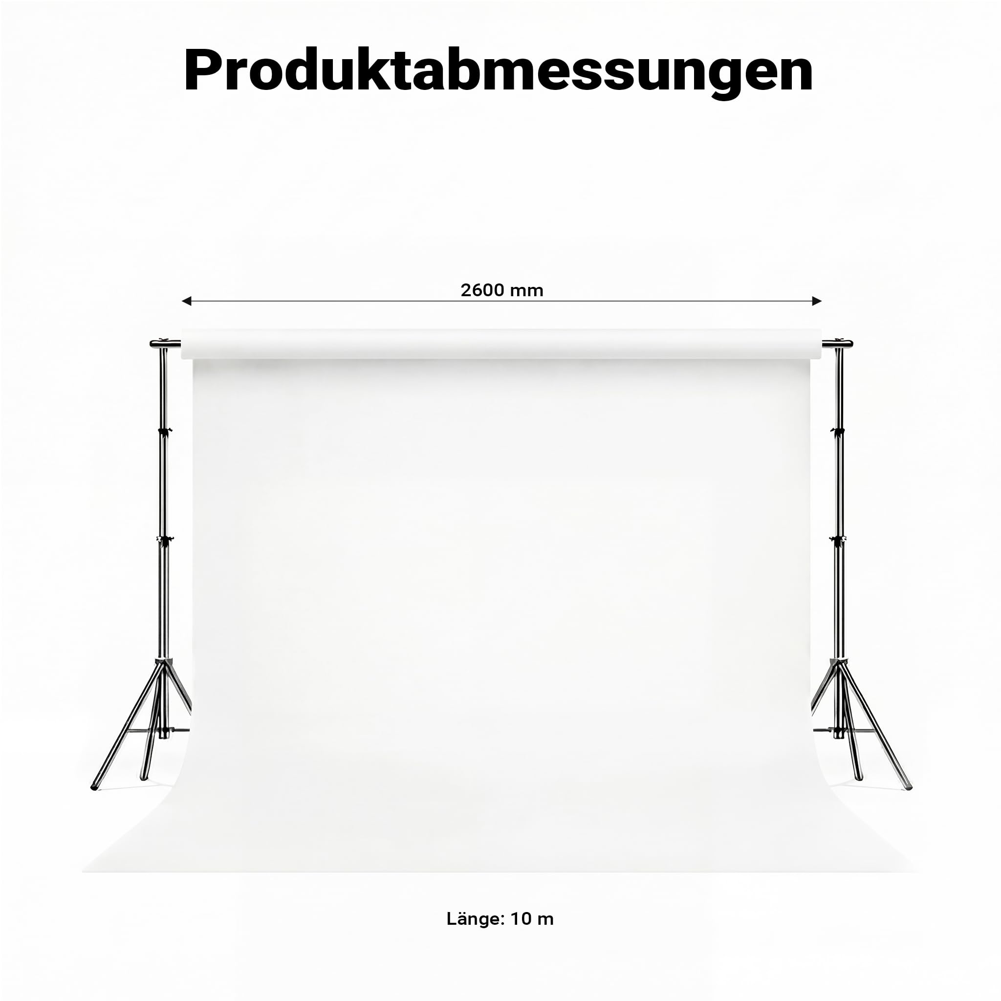 Walimex pro Fondo fotográfico de cartón 2,60 x 10 m Blanco, telón de Fondo para Estudio de fotografía, Robusto 150 g/m², antirreflectante, Resistente, Ideal para fotografiar Productos