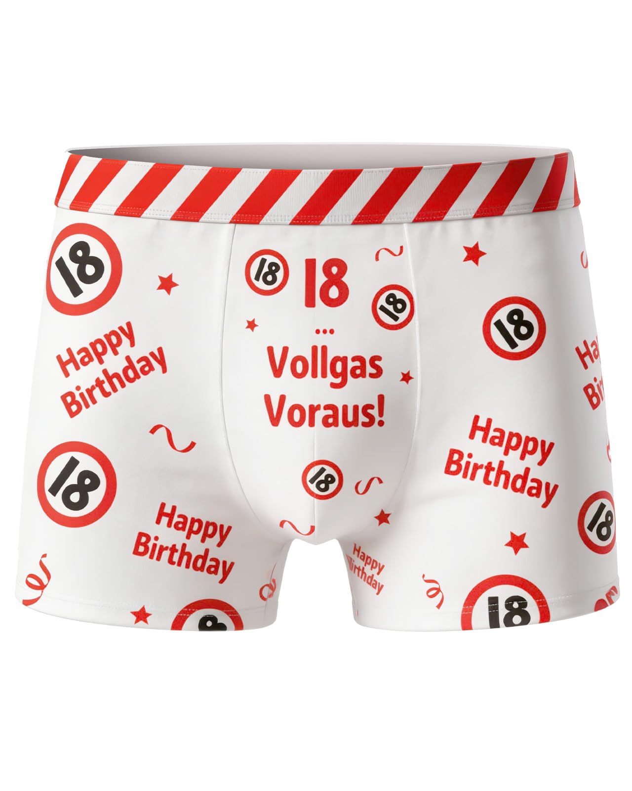 WenmthG Geburtstag Geschenke für Männer - Geburtstag Boxershorts rot-weißes Design mit Verkehrsschildern und Lustige Sprüche - Witzige Geschenke für Mann