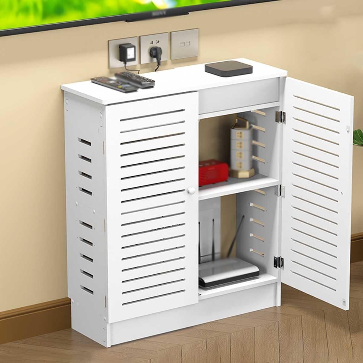 Boîtier de rangement Wi-Fi moderne blanc aux lignes épurées