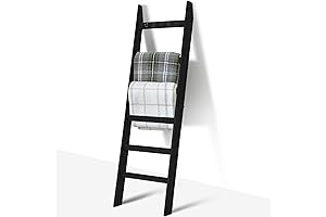 TEAKMAMA 6-Tier Blanket Ladder for Rustic Farmhouse Decor