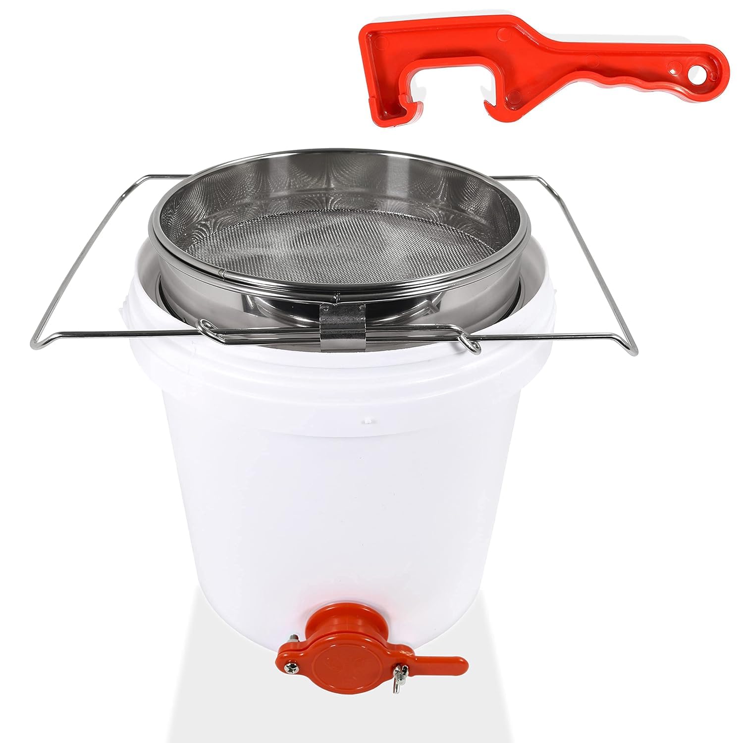 Secchio per imbottigliamento miele con colino, 10 litri in ABS con valvola a saracinesca per api e hobbisti – completo di apriscatole