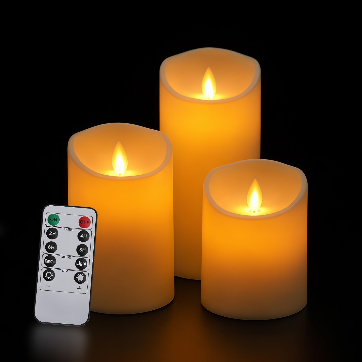 Velas LED (12 unidades, plástico, con temporizador, mando a