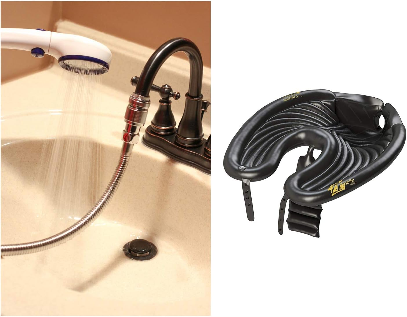 SmarterFresh Quick Connect Sink Faucet Sprayer Set - Metal Detachable Faucet Sink Hose Attachment With Handshower for Rinsing, Hair Washing and Pet Cleaning (Quick Connect Sprayer with Mobile Salon)