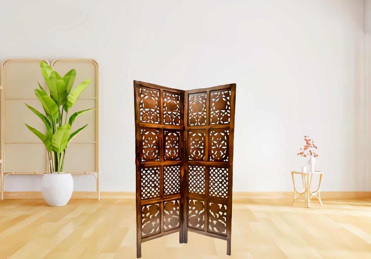 Store Nice Wooden Partition for Living Room,Room Divider 3 Panels,Partition Wall Divider,Wooden Screen Separator, Wall Panel Divider for (5 Feet 2 Panel) Hall Brown-image-29