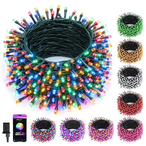 Minetom 82ft 250LED Color Changing Christmas Halloween Tree Lights, LED RGB String Twinkle Lights, 16 Milion Adjustable Colors Smart Fairy Lights with Remote & App & Timer for Xmas Tree Holiday Party