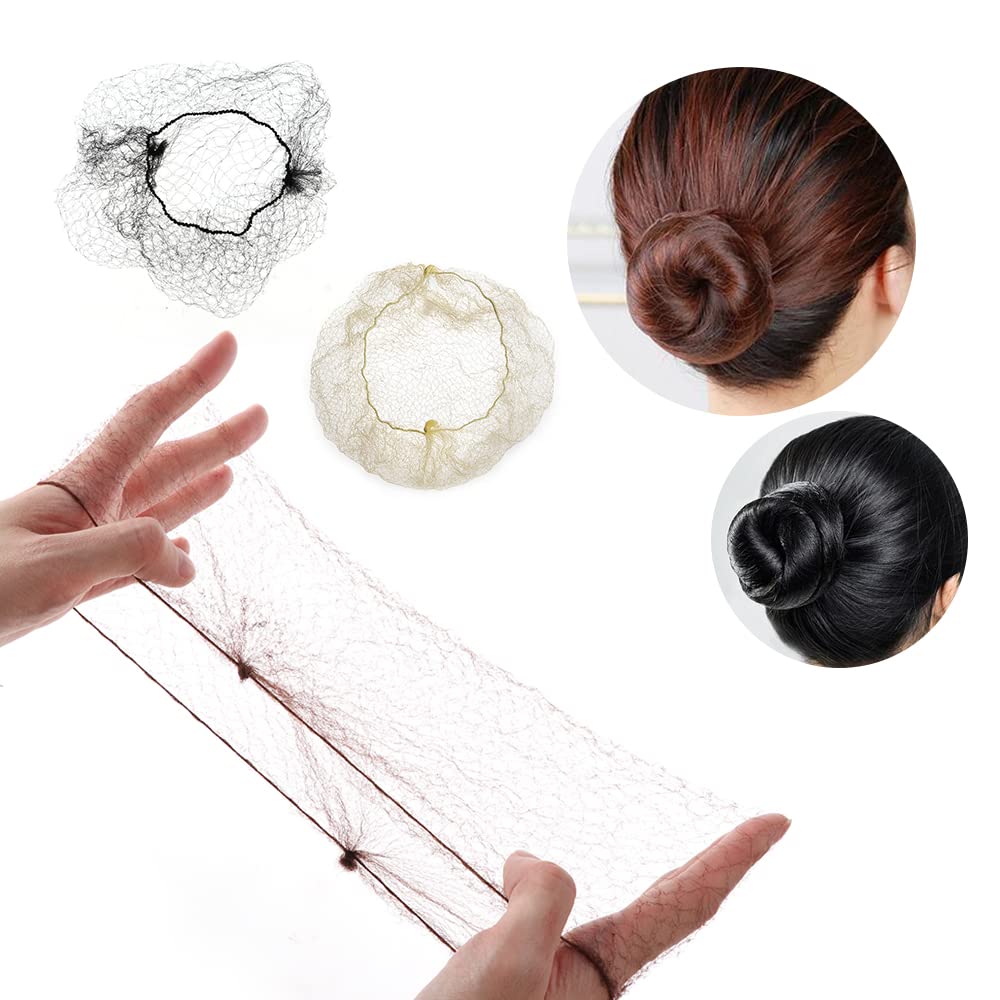 100Pcs Hair Nets,Disposable Hairnets Invisible Elastic Breathable Edge Fine Mesh Bun Hair Style Cover for Hair Bun Making, Sleeping, & Kitchen Food Service