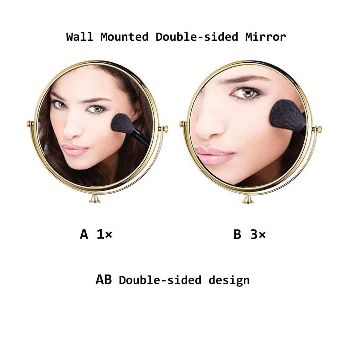 Espejo de maquillaje de mano. Espejo de Afeitar Espejo de Maquillaje Montado en la Pared Espejo de Pared Giratorio de Dos Caras de 8 Pulgadas, Espejo de Maquillaje Cosmético de Afeitar de Baño Plegabl