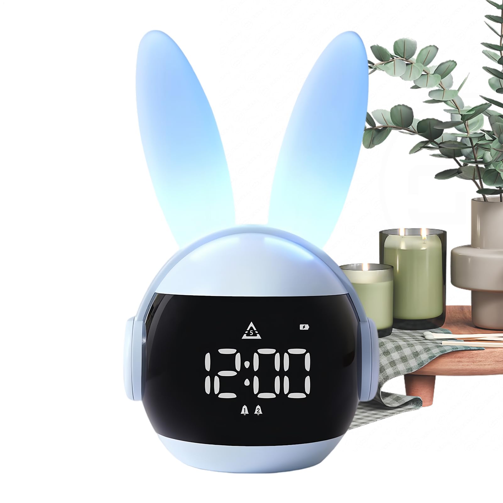 Reloj nocturno recargable infantil y despertador digital con alarma
