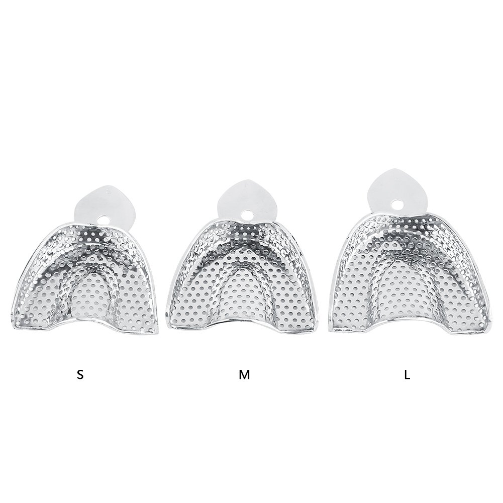 Vassoi Dentali per Impronte in Acciaio Set Morso Dentale Arco Completo Superiore e Inferiore Stampi Denti Inossidabile