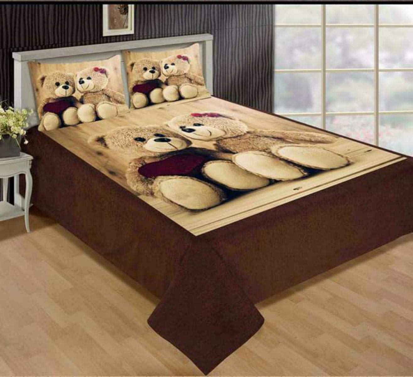 Premium Super Soft Touch Valvet Digital Print Warm Double Bedsheet with 2 Pillow Covers, GRAP The Deal