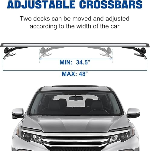Miniatura 3 de Barras transversales universales mejoradas de 47 pulgadas, barras transversales de aluminio ajustables para equipaje, adecuadas para sedán, paquete
