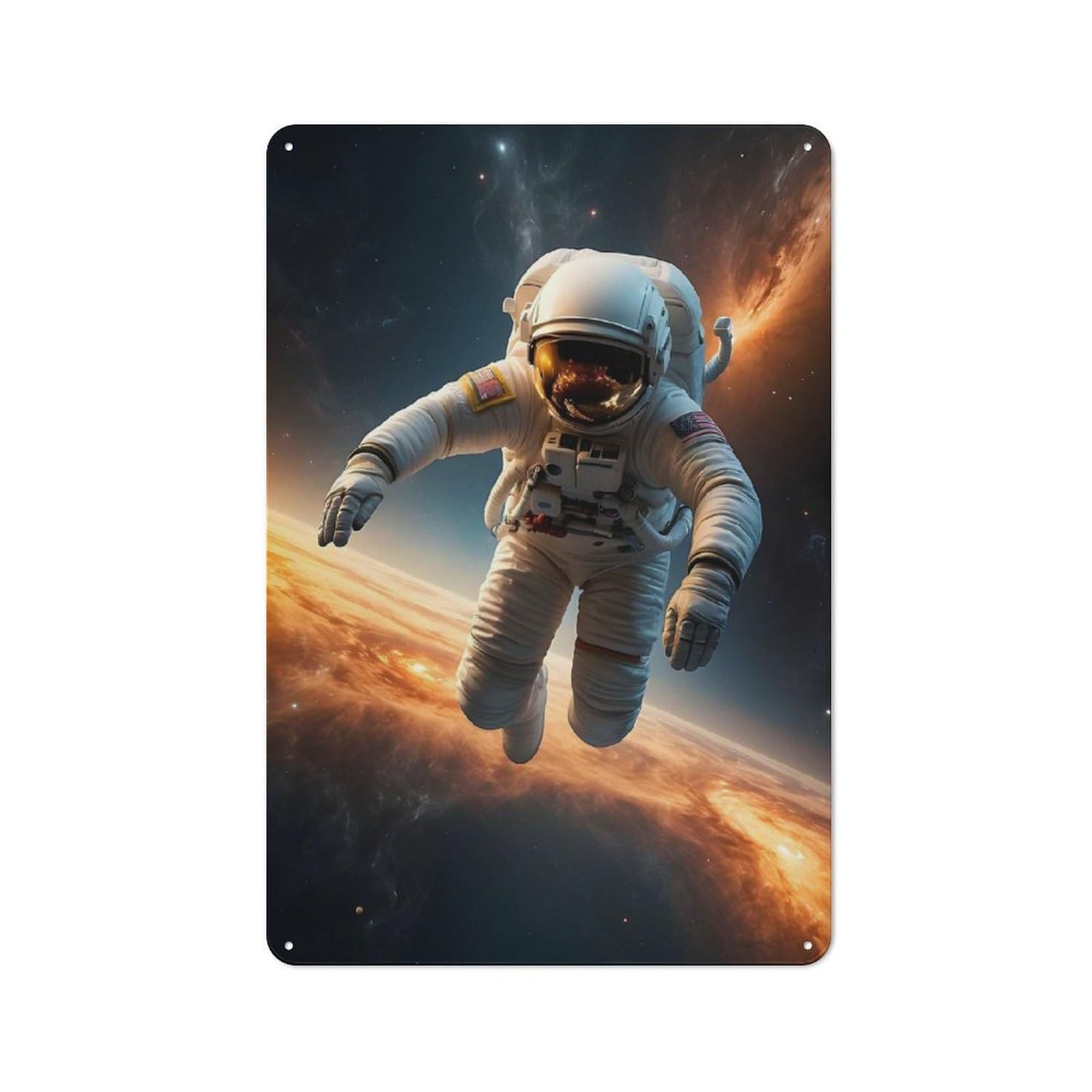 Junmoney Astronaut In Red Galaxy Rustic Tin Sign 30X20cm Featuring For Living Room Wall, For Metal Sign Collectors, For Garage And Workshop Walls