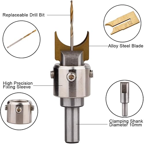 Miniatura 6 de GREENWISH Broca de madera Buda de 0.236-0.984 in de dureza para carpintería, fresadora de madera, broca de enrutador de madera, aleación de acero de