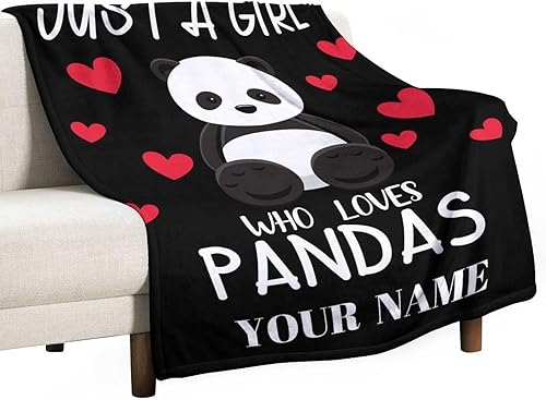 Miniatura 124 de Manta de panda personalizada con nombre, 30 x 40 pulgadas, bonita manta para niños, mantas de felpa suave colorida para sofá, oficina