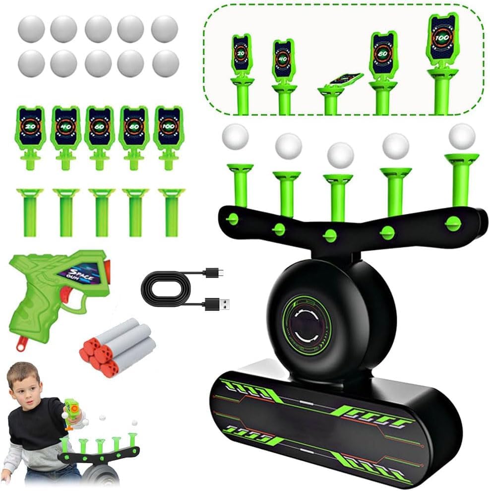 Glow-in-The-Dark Shooting Target Practice Kids Shooting Toy Gun Set, Hover Shot Floating Target Game, Dark Shot Game, Hover Shooting Floating Balls Target Game, Shooting Games, (green)