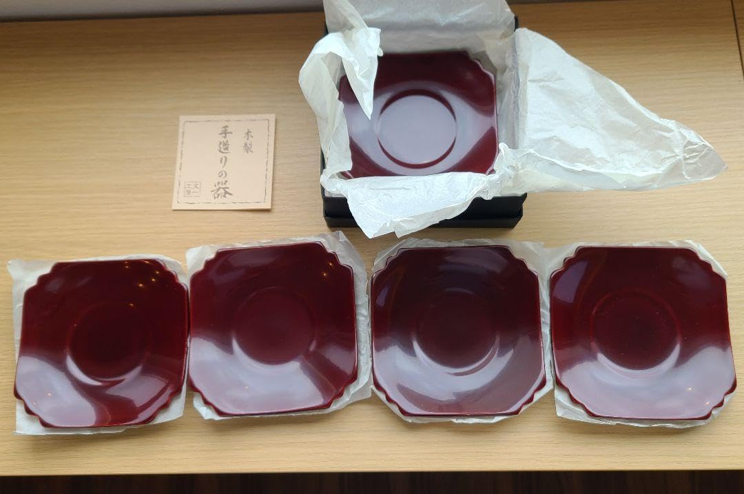 木製漆塗り 茶托 5客セット kisyukirakuya_4460030