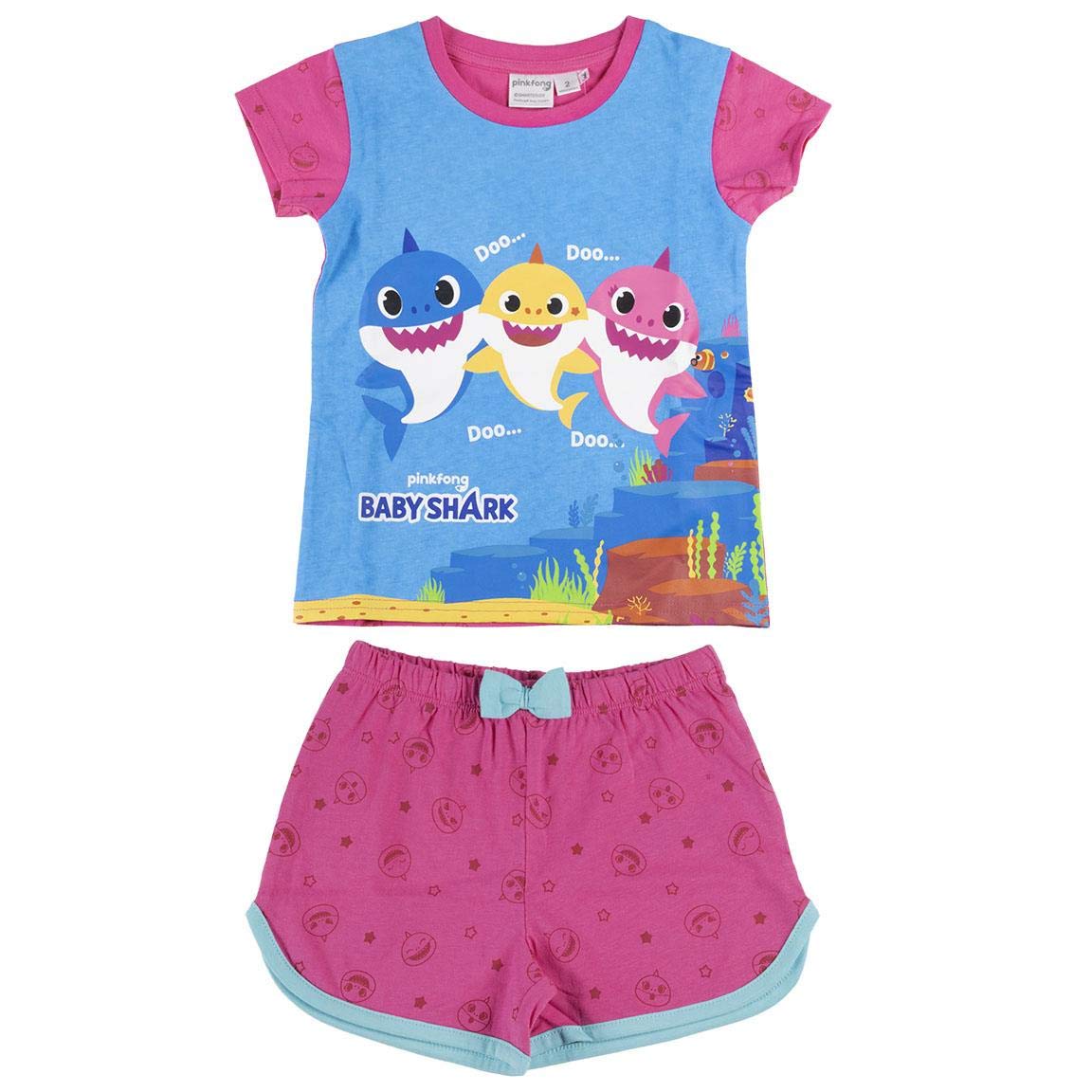CERDÁ LIFE'S LITTLE MOMENTS Niñas Pijama Baby Shark de Verano de Color Rosa-Licencia Oficial Nickelodeon