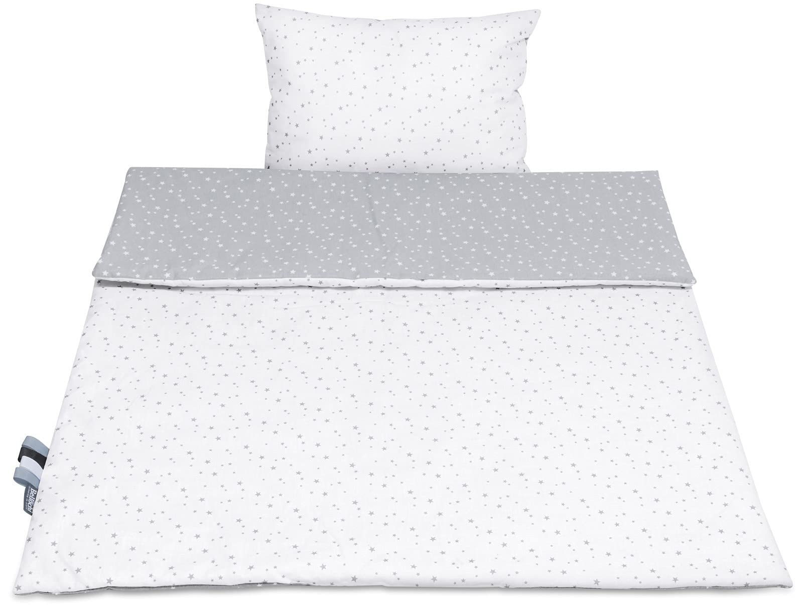 Bellochi Wielofunkcyjny zestaw koców dla niemowląt, dwustronny komplet pościeli dla niemowląt, 75 x 100 cm, poduszka 30 x 40 cm, ze 100% bawełny, certyfikat Öko-Tex, Polaris