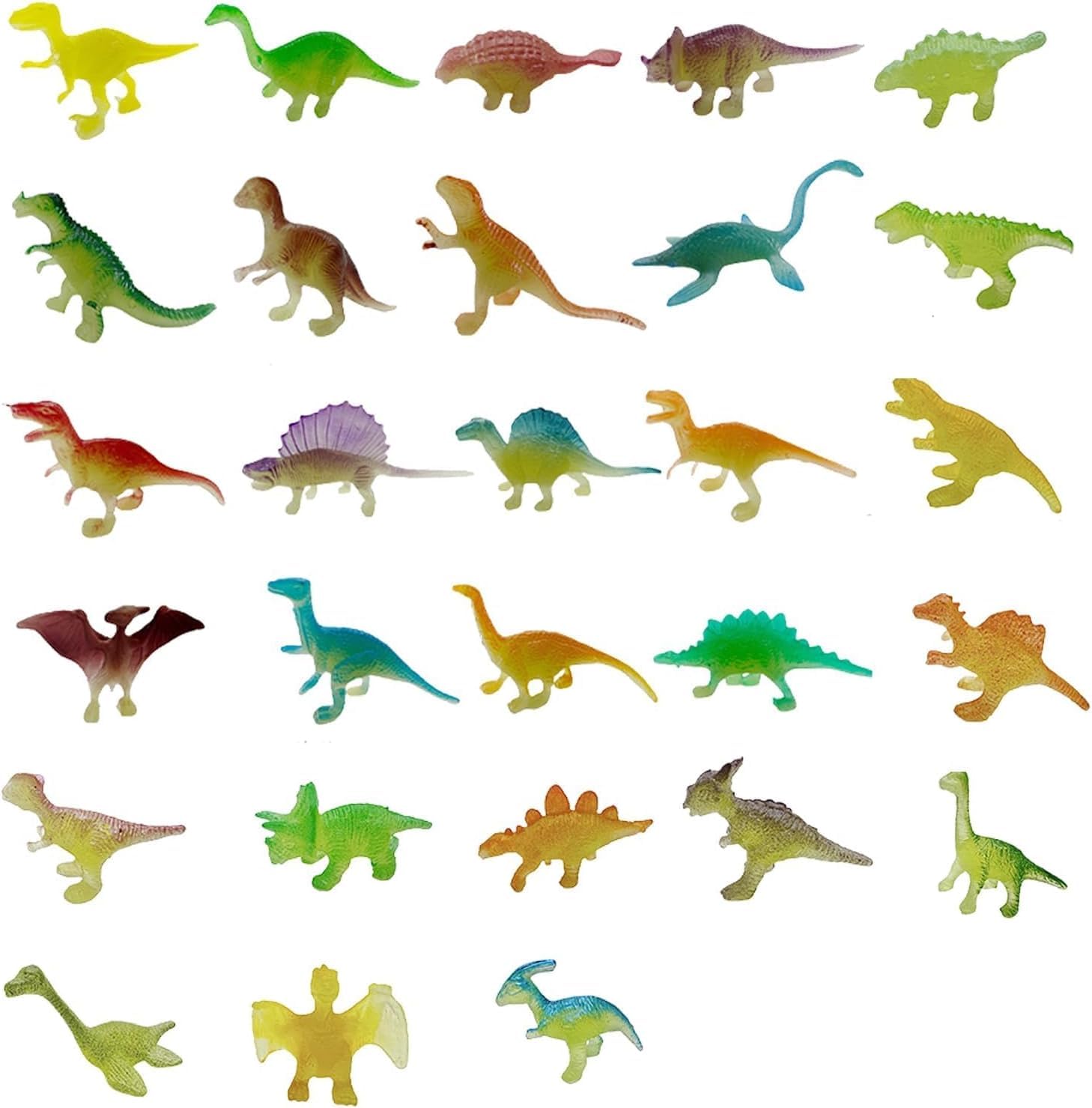 Moxychrony 28Pcs Mini Dinosaur Figures, Dinosaur Toys for Kids 3-8, Educational Figures, Glow in The Dark Dinosaurs, Party Favors, Travel Toys, Gift for Boys and Girls