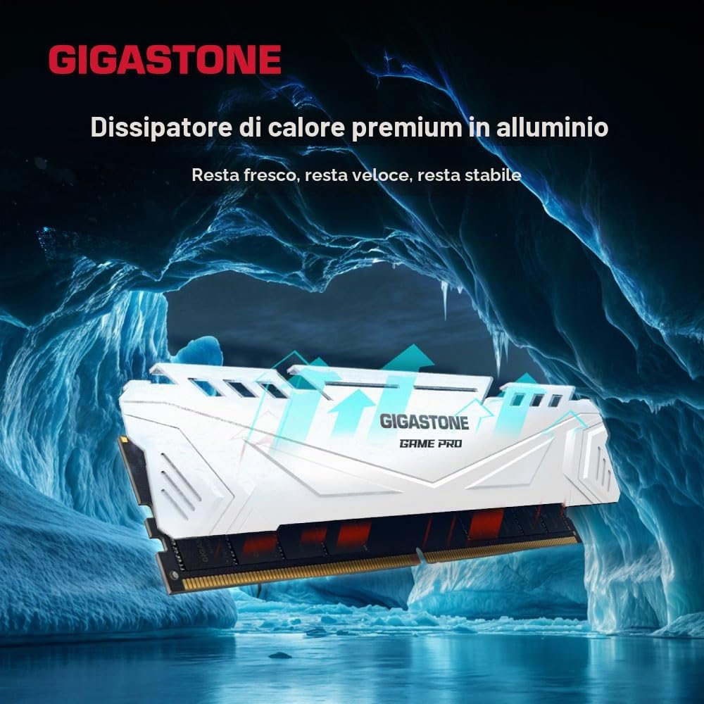 【RAM DDR5】GIGASTONE Bianco Game Pro RAM 32GB (2x16GB) DDR5 32GB DDR5-5600 MHz PC5-44800 CL40 1,25 V 288 pin unbuffered non ECC UDIMM per PC Gaming modulo di memoria (SOLO Desktop)