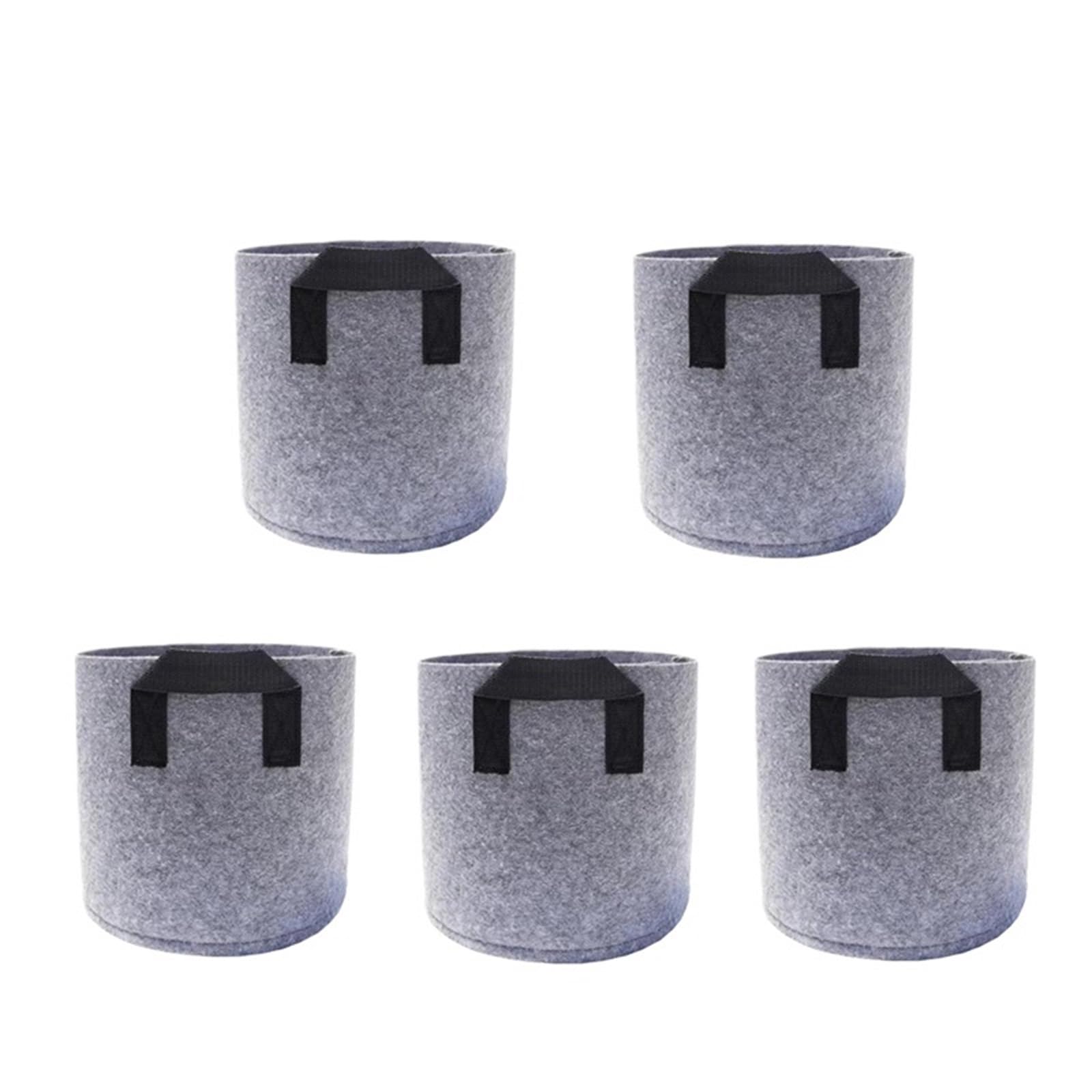 EYRMQWJPC Fabric Plant Growing Bags, Plant Grow Bags Multicolor Multiple Sizes Non-Woven Fabric Pots With Handles For Garden(5pcs Grey,12Gallon 40X35cm)