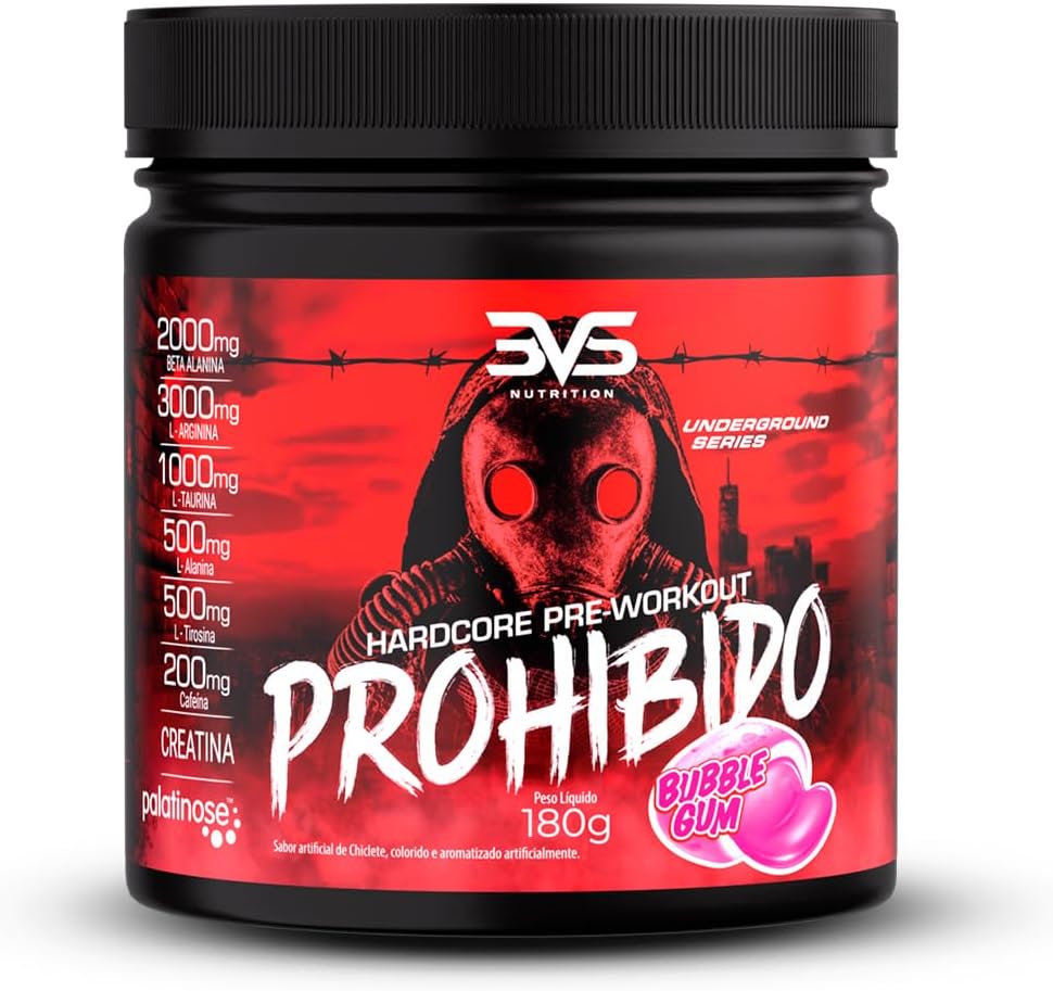 3VS Nutrition Pré Treino Prohibido 180g Sabor Chiclete