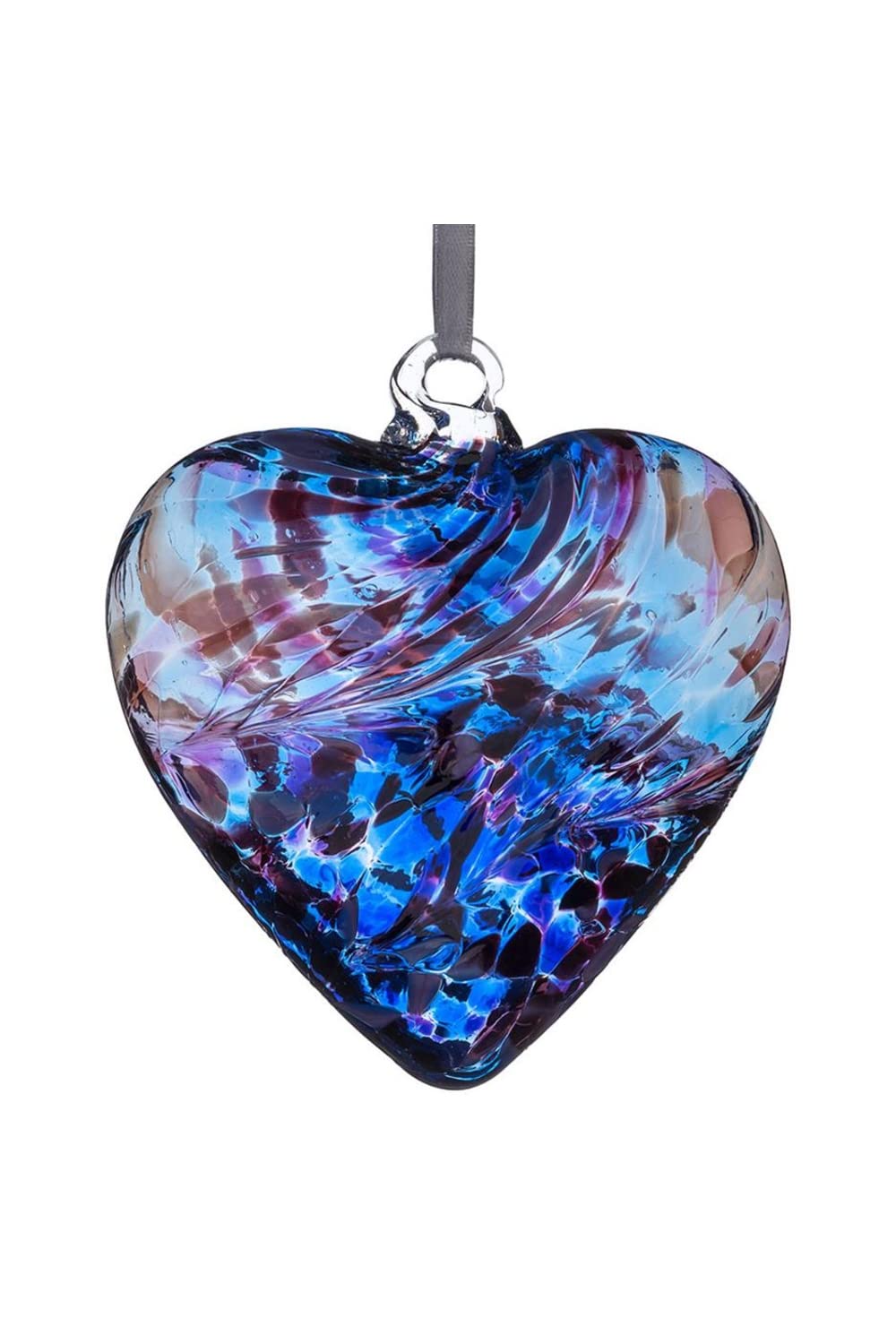 Aspire Art Glass Purple/Blue 8Cm Friendship Heart - &