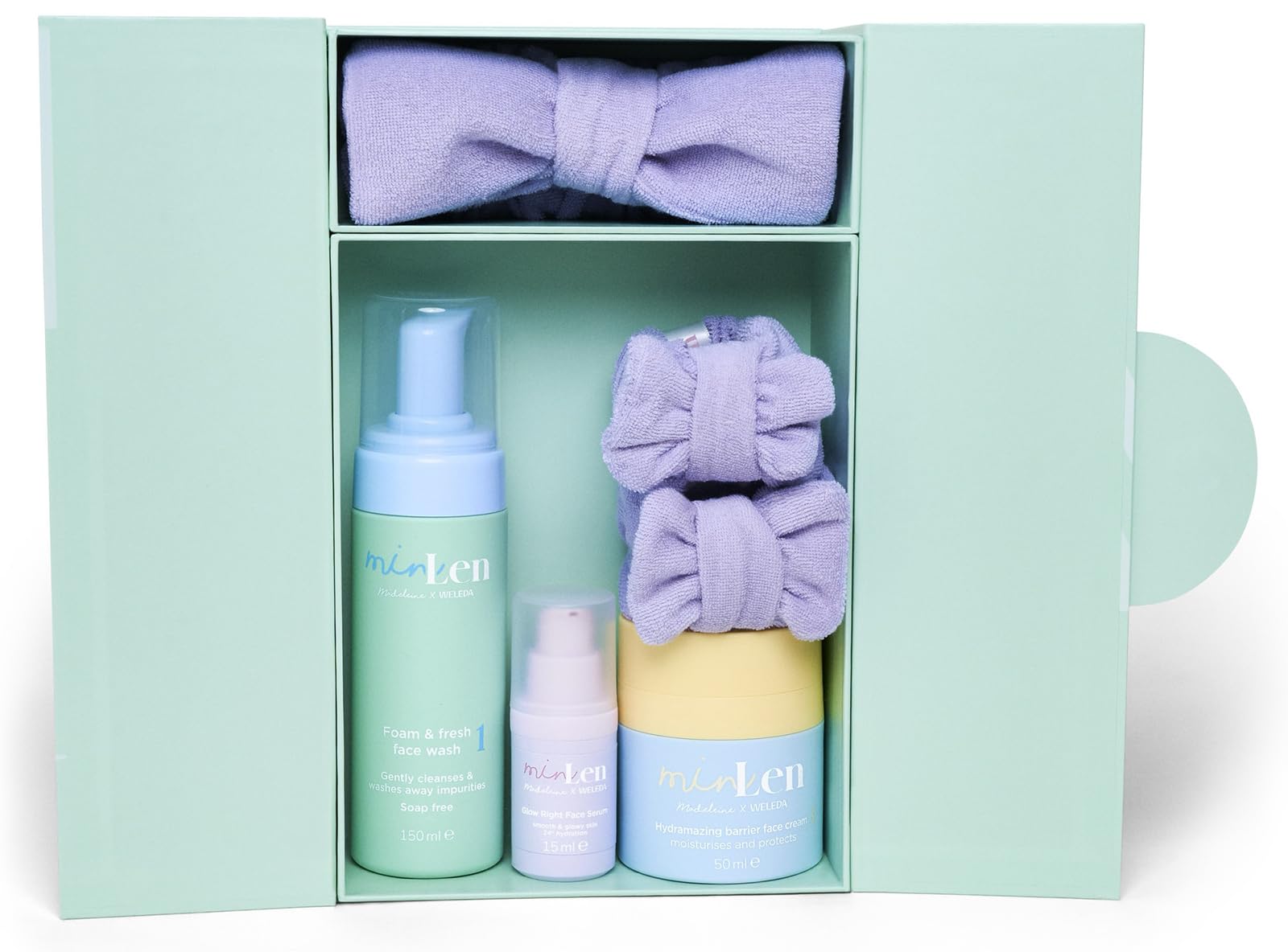 From Head to Glow Set Naturkosmetik Gesichtspflege Geschenkset für Kids & Tweens - Foam & Fresh Waschgel, Barrier Gesichtscreme/Feuchtigkeitscreme & Travelsize Glow Right Face Serum (vegan)