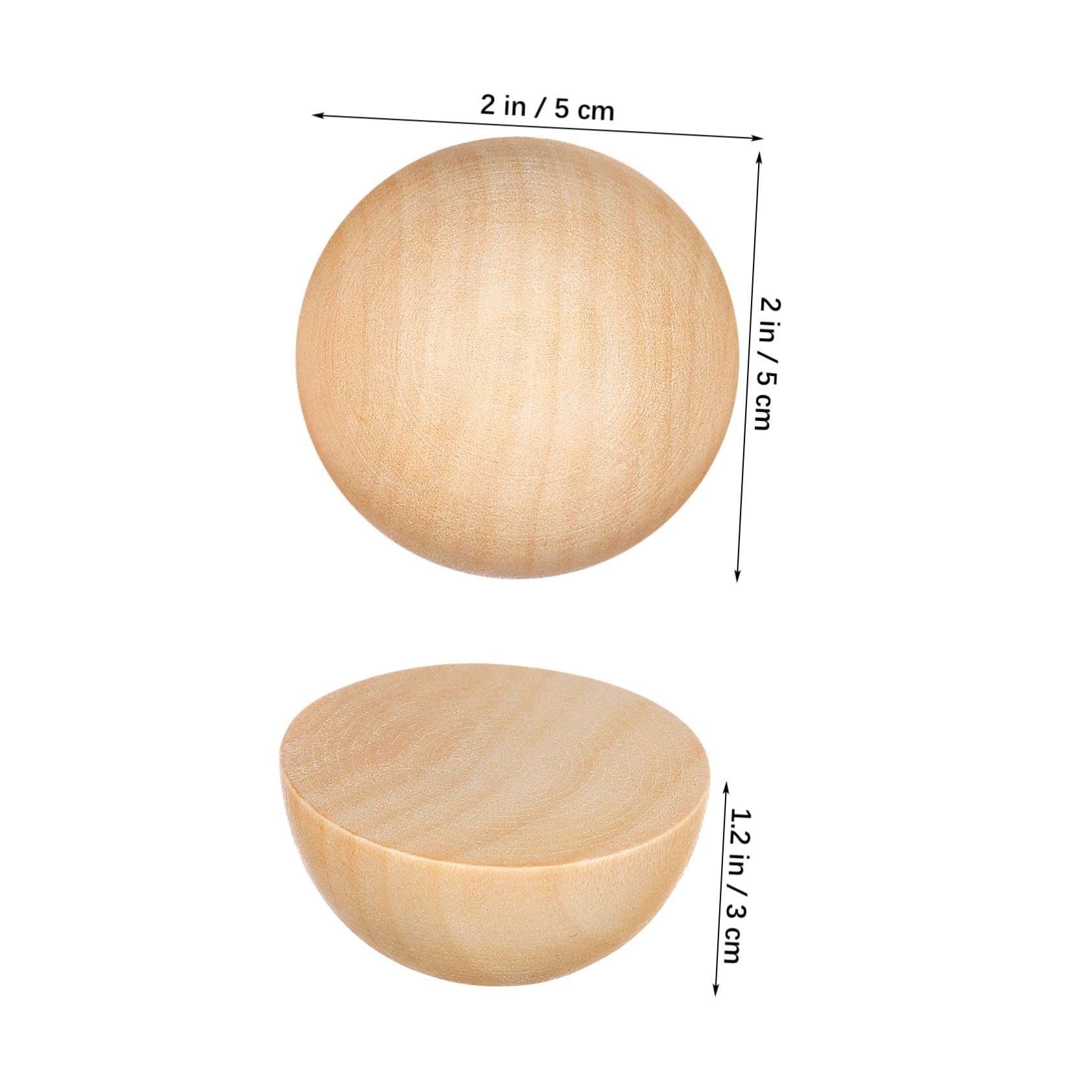 Bolas de Madera sin Terminar de Media Esfera 5cm, 40 Piezas