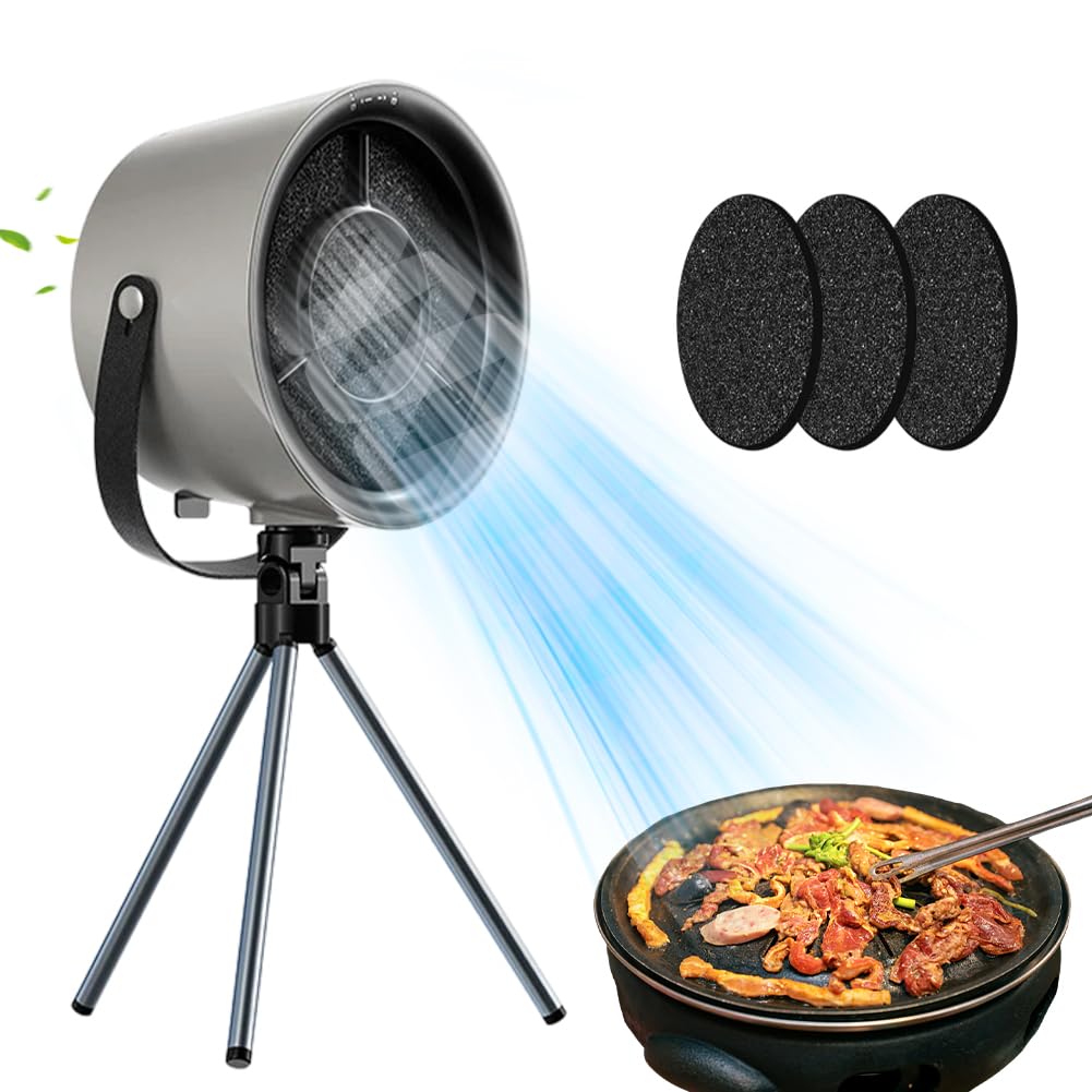 Cappa aspirante da tavolo, portatile e potente, 3 livelli di vento, ventilatore rimovibile e lavabile, ideale per grigliate al coperto, fonduta e cucina camper (grigio)