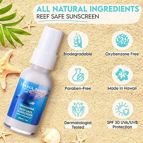 Hana Naia Hawaiian Reef Safe Sunscreen | Broad Spectrum Spf 30 Uva/Uvb Protection With Zinc And Coffeeberry For Moisturizing And Restoration (Unscented, 1Oz) #TOP3