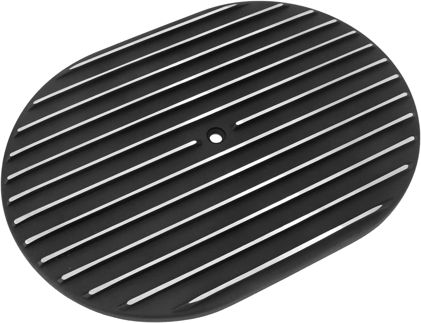 Dokili Universal 12" Black Fully Finned Polished Aluminum Oval Air Cleaner Assembly Fits 5-1/8" Neck Carburetors for Holley Edelbrock Chevy Ford