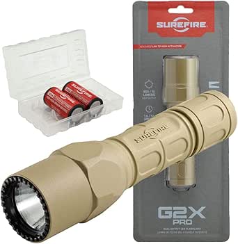 SureFire G2X Pro 600 Lumen Flashlight Bundle - Tactical EDC With Extra Batteries