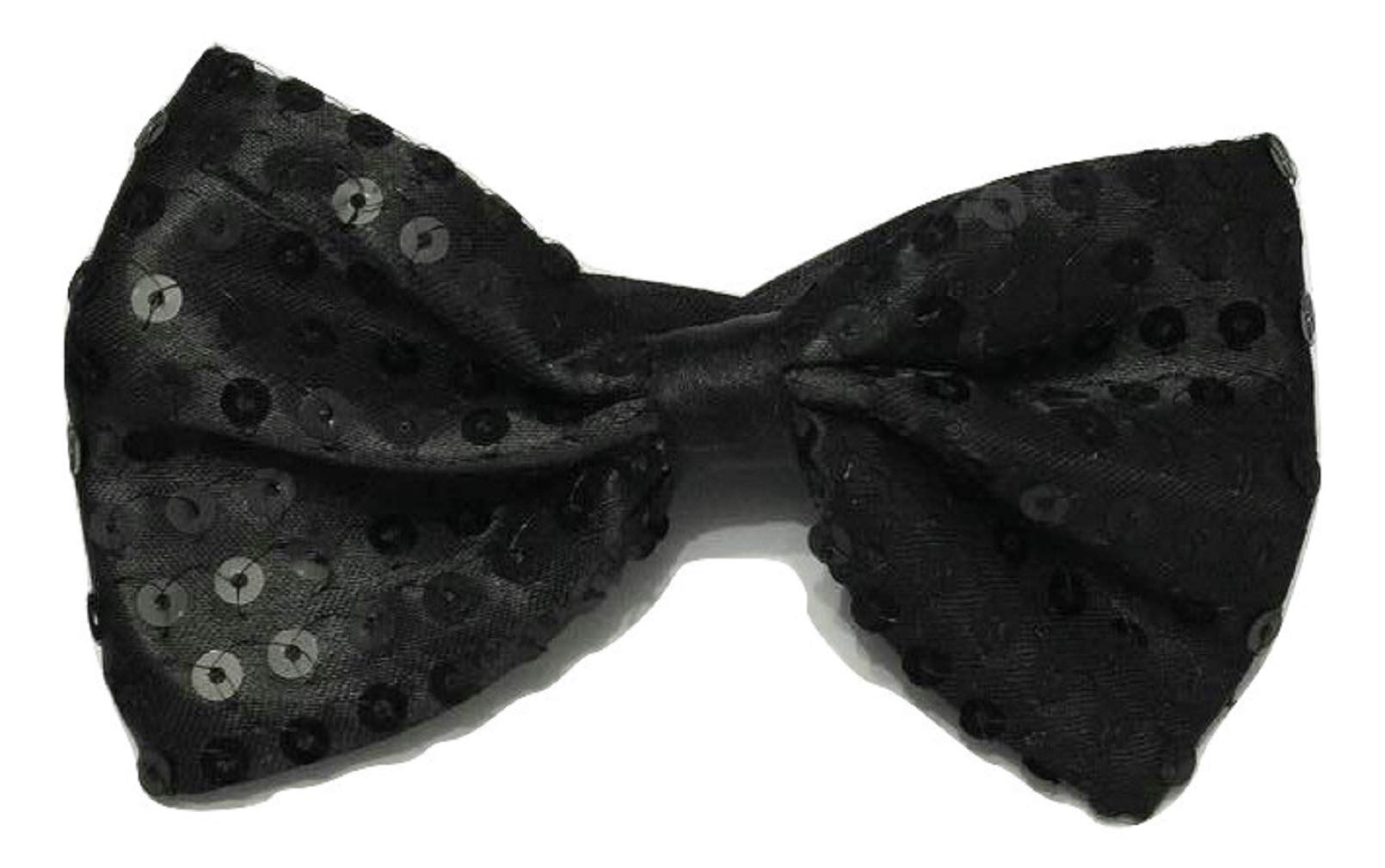 L&L® Adult Bow Tie Glitter Sparkly Sequin Dickie Dicky Dance Party Fancy Dress (Black)